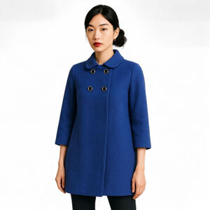 Banana Republic Wool Blend Double Breasted Blue Peacoat Sz S